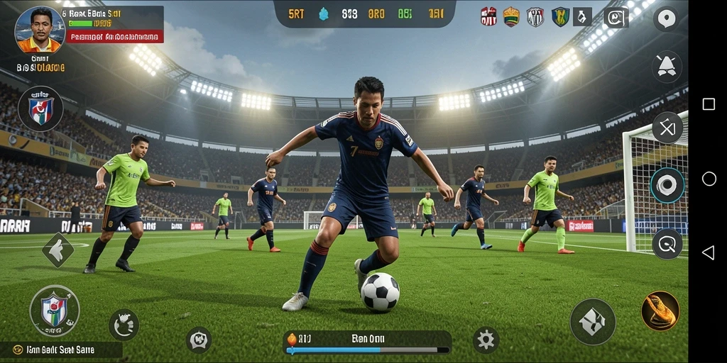 Tangkapan layar utama 5RT menampilkan aksi seru laga sepak bola.
