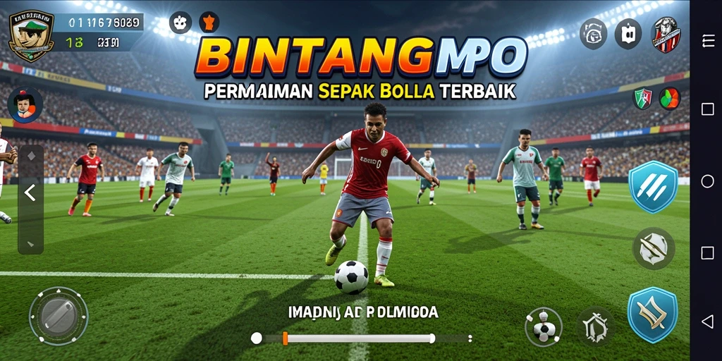 Tampilan gameplay menarik dari BINTANGMPO yang menggambarkan pertandingan sepak bola.