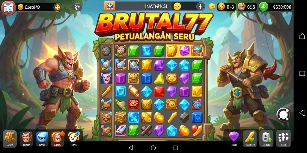 Gameplay seru BRUTAL77 dengan tantangan match-3 yang mengasyikkan.