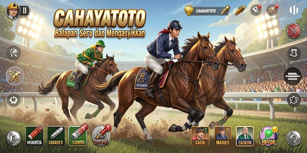 Tampilan gameplay seru dari CAHAYATOTO saat balapan di trek menantang.