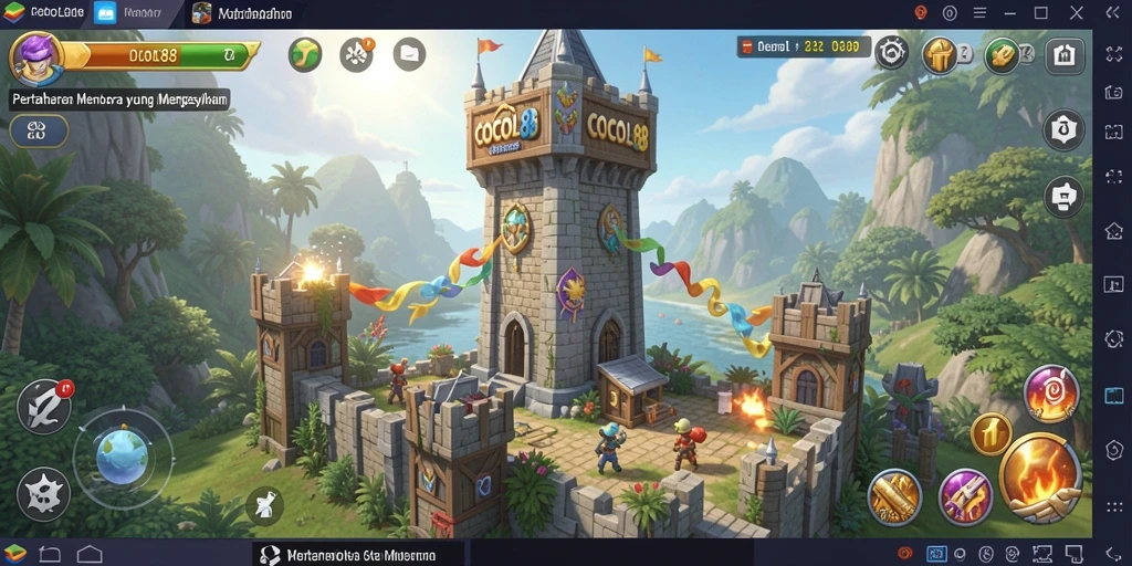 Tampilan gameplay seru dari COCOL88 dengan menara dan musuh strategis.