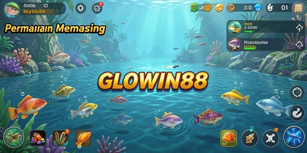 Tampilan menarik dari gameplay GLOWIN88 saat memancing ikan.