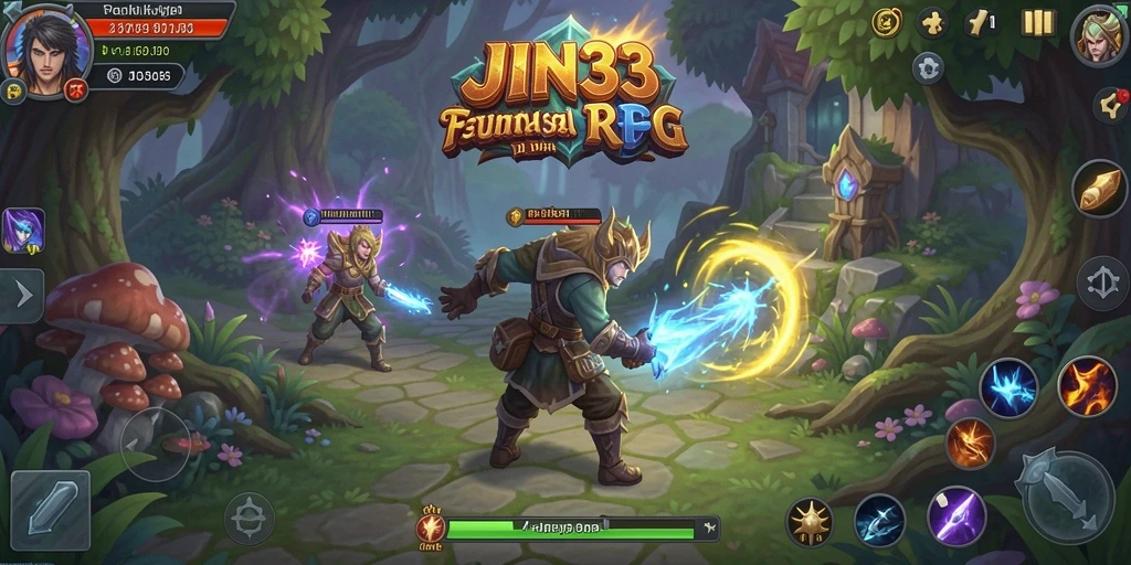 Screenshot JIN33 menampilkan aksi seru dalam pertarungan RPG.