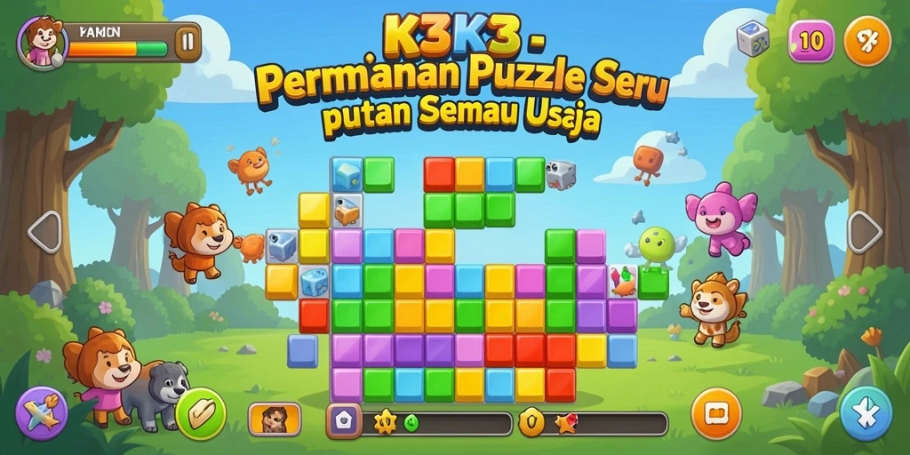 Tampilan gameplay K3K3 dengan berbagai tantangan puzzle yang menarik.