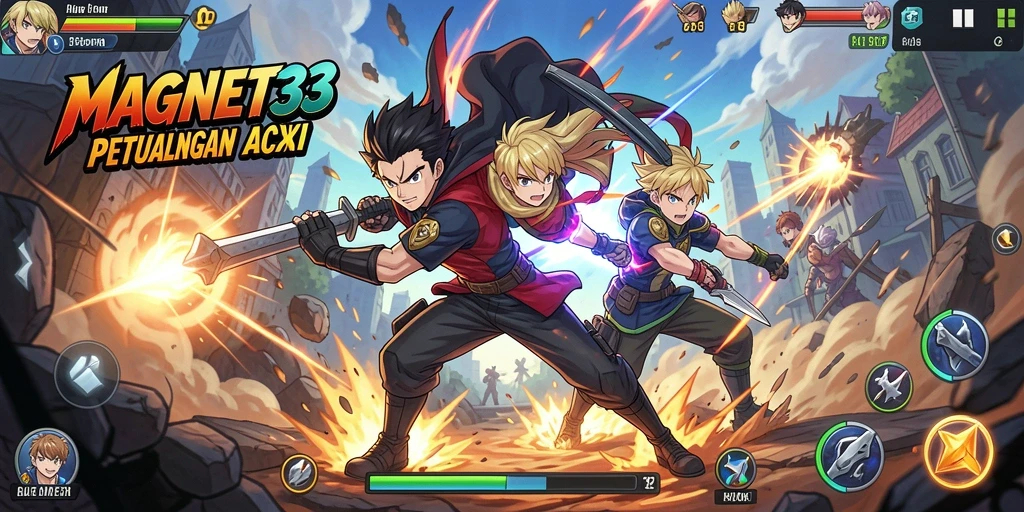 Tampilan gameplay MAGNET33 dengan karakter anime yang menawan.