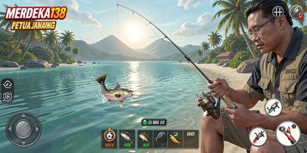 Gameplay memancing yang seru dan mendebarkan di MERDEKA138.