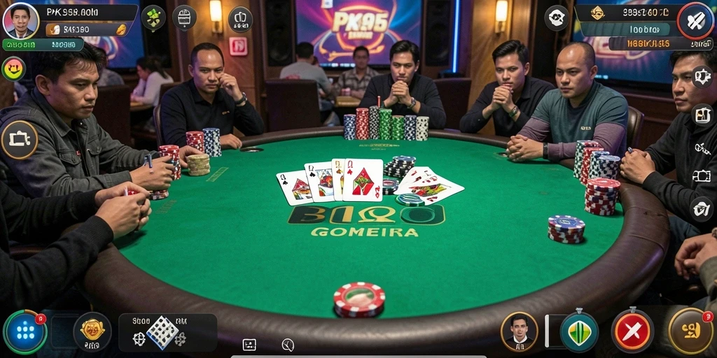 Tampilan menarik dari gameplay PK95 yang menggambarkan suasana Poker.