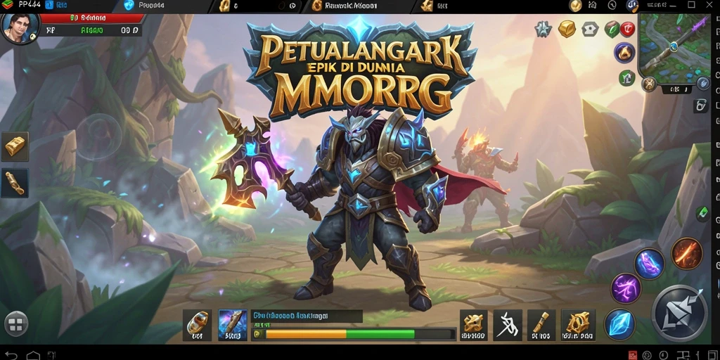 Screenshot gameplay PP444 yang menampilkan dunia MMORPG yang luas dan interaktif.