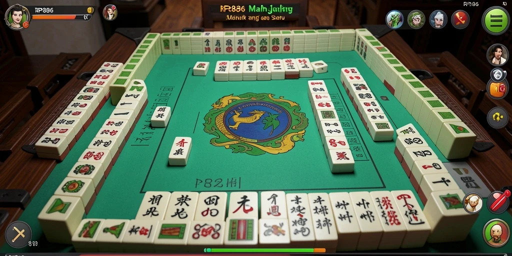 Tampilan gameplay menakjubkan dari RP886 dengan suasana Mahjong yang menarik.