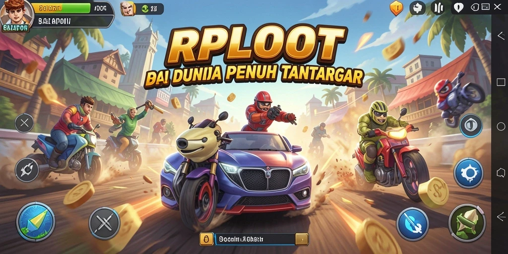 Tangkapan layar permainan RPLOOT menunjukkan aksi balapan yang mendebarkan.