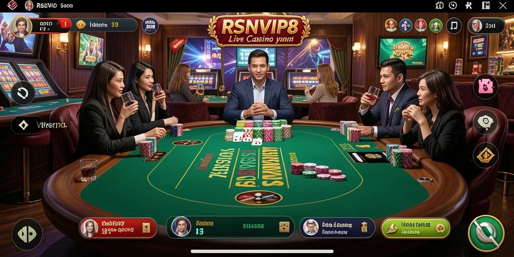 Tampilan gameplay Live Casino yang menegangkan dan interaktif di RSNVIP8.