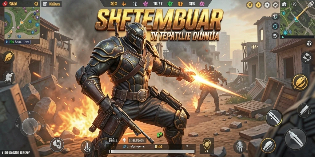 Tampilan gameplay intens dari <strong>SHE888</strong> di dalam pertempuran Battle Royale.