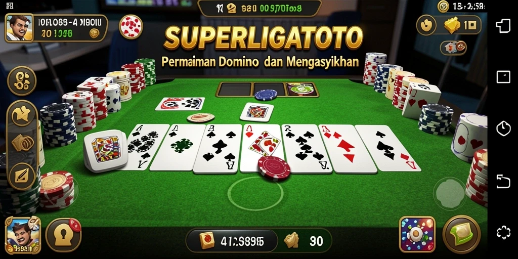 Tangkapan layar utama SUPERLIGATOTO yang menunjukkan aksi permainan Domino.