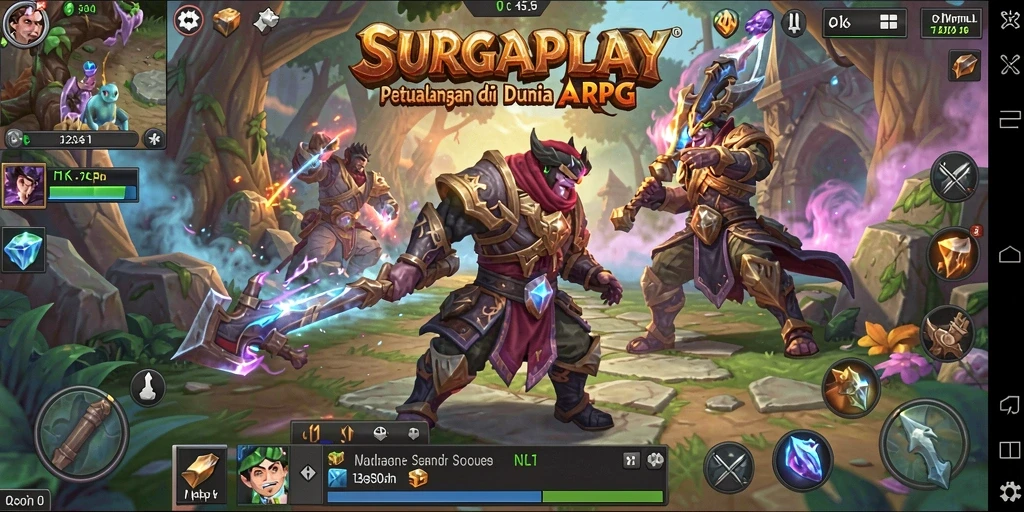 Tampilan gameplay SURGAPLAY yang menampilkan aksi seru dan petualangan epik.