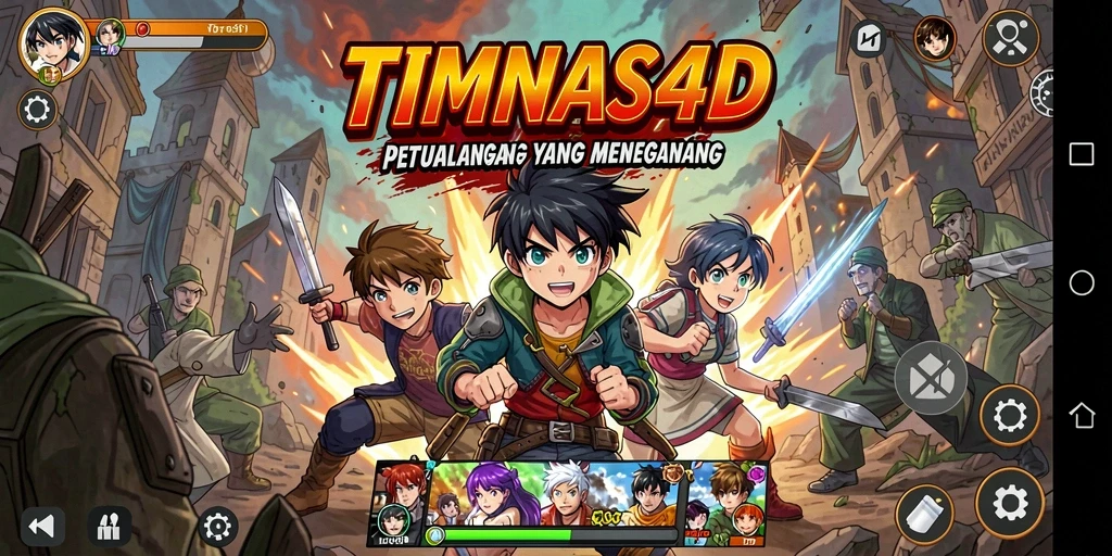 Tangkapan layar permainan TIMNAS4D yang menunjukkan aksi karakter dalam pertarungan Anime.