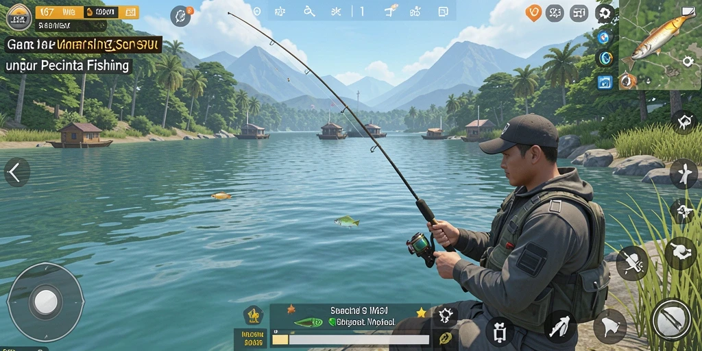 Gameplay W67 yang mendebarkan dengan berbagai ikan menunggu untuk ditangkap.