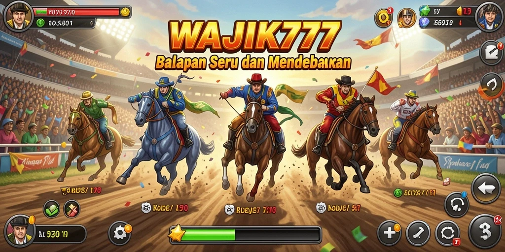 Tangkapan layar dari permainan WAJIK777 yang menampilkan aksi balapan intens.