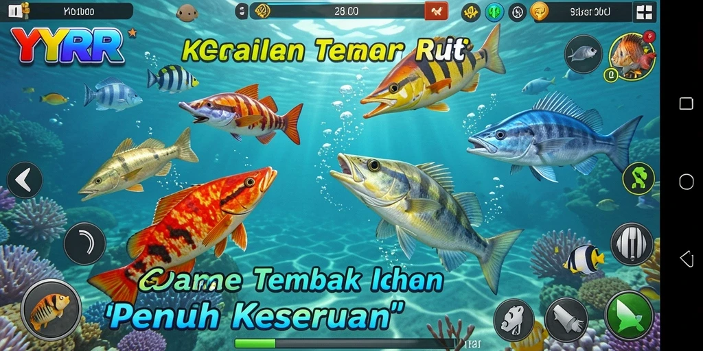 Gameplay seru menangkap ikan di laut yang indah.